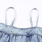 Smocked Adjustable Strap Denim Cami