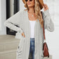 Pocketed Open Front Long Sleeve Cardigan