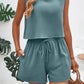 Round Neck Top and Drawstring Shorts Set