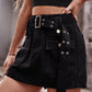 High Waist Denim Cargo Shorts