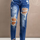 Baeful Distressed High-Rise Jeans with Pockets