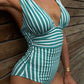 Striped Plunge Sleeveless One-Piece Swimwear