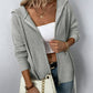 Zip-Up Drawstring Detail Hooded Cardigan