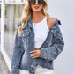 Pearl Trim Raw Hem Denim Jacket