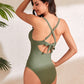 Crisscross Cutout V-Neck One-Piece Swimwear