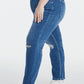 BAYEAS Full Size High Waist Distressed Washed Cropped Mom Jeans