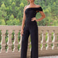 Ruched One Shoulder Jumpsuit