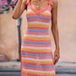 Striped Tie Shoulder Split Cover Up Dress