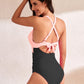 Crisscross Cutout V-Neck One-Piece Swimwear