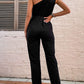 One-Shoulder Drawstring Waist Jogger Jumpsuit