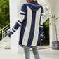 Woven Right Striped Open Front Hooded Cardigan