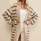 Striped Open Front Long Sleeve Cardigan