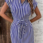 Tied Striped Cap Sleeve Mini Dress