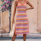 Striped Tie Shoulder Split Cover Up Dress