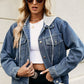 Drawstring Hooded Button Up Denim Jacket