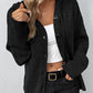 Drawstring Button Up Hooded Cardigan