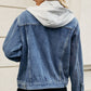 Drawstring Hooded Button Up Denim Jacket