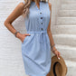 Tied Notched Sleeveless Mini Dress