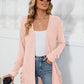 Pocketed Open Front Long Sleeve Cardigan