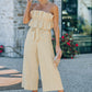 Ruffled Strapless Wide Leg Jumpsuit