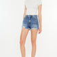 Kancan Distressed Raw Hem High Waist Denim Shorts