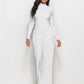 Long Sleeve Mock Neck Wide Leg Jumpsuit