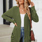 Pocketed Open Front Long Sleeve Cardigan