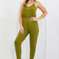 Capella Comfy Casual Full Size Solid Elastic Waistband Jumpsuit in Chartreuse