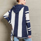 Woven Right Striped Open Front Hooded Cardigan