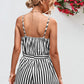 Striped Tie Waist Spaghetti Strap Romper