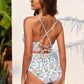 Printed Plunge One-Piece Swimwear and Cover-Up Set