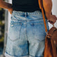 Distressed Denim Shorts with Pockets