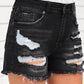 Raw Hem Distressed Denim Shorts with Pockets