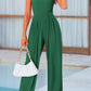 Mock Neck Sleeveless Wide Leg Jumpsuit