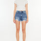 Kancan Distressed Raw Hem High Waist Denim Shorts