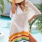 Rainbow Stripe Openwork Slit Cover-Up