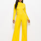 Long Sleeve Mock Neck Wide Leg Jumpsuit