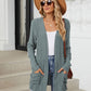 Pocketed Open Front Long Sleeve Cardigan