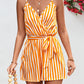 Striped Tie Waist Spaghetti Strap Romper