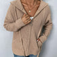 Zip-Up Drawstring Detail Hooded Cardigan