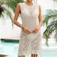 Fringe Trim Sleeveless Openwork Cover-Up Dress