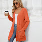 Pocketed Open Front Long Sleeve Cardigan