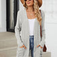 Pocketed Open Front Long Sleeve Cardigan