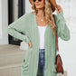 Pocketed Open Front Long Sleeve Cardigan