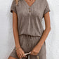 Ribbed V-Neck Top and Shorts Set