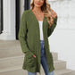 Pocketed Open Front Long Sleeve Cardigan