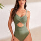 Crisscross Cutout V-Neck One-Piece Swimwear