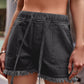 Drawstring Raw Hem Denim Shorts