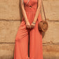 Smocked Spaghetti Strap Wide Leg Jumpsuit