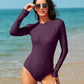 Round Neck Long Sleeve One-Piece Swimwear